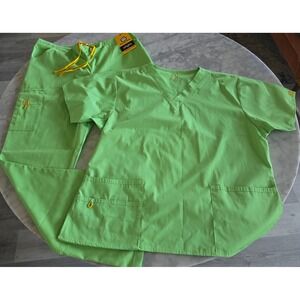 WonderWink Origins Scrub Set Lime Green V-Neck Top Cargo Pants XLT XL Tall NEW